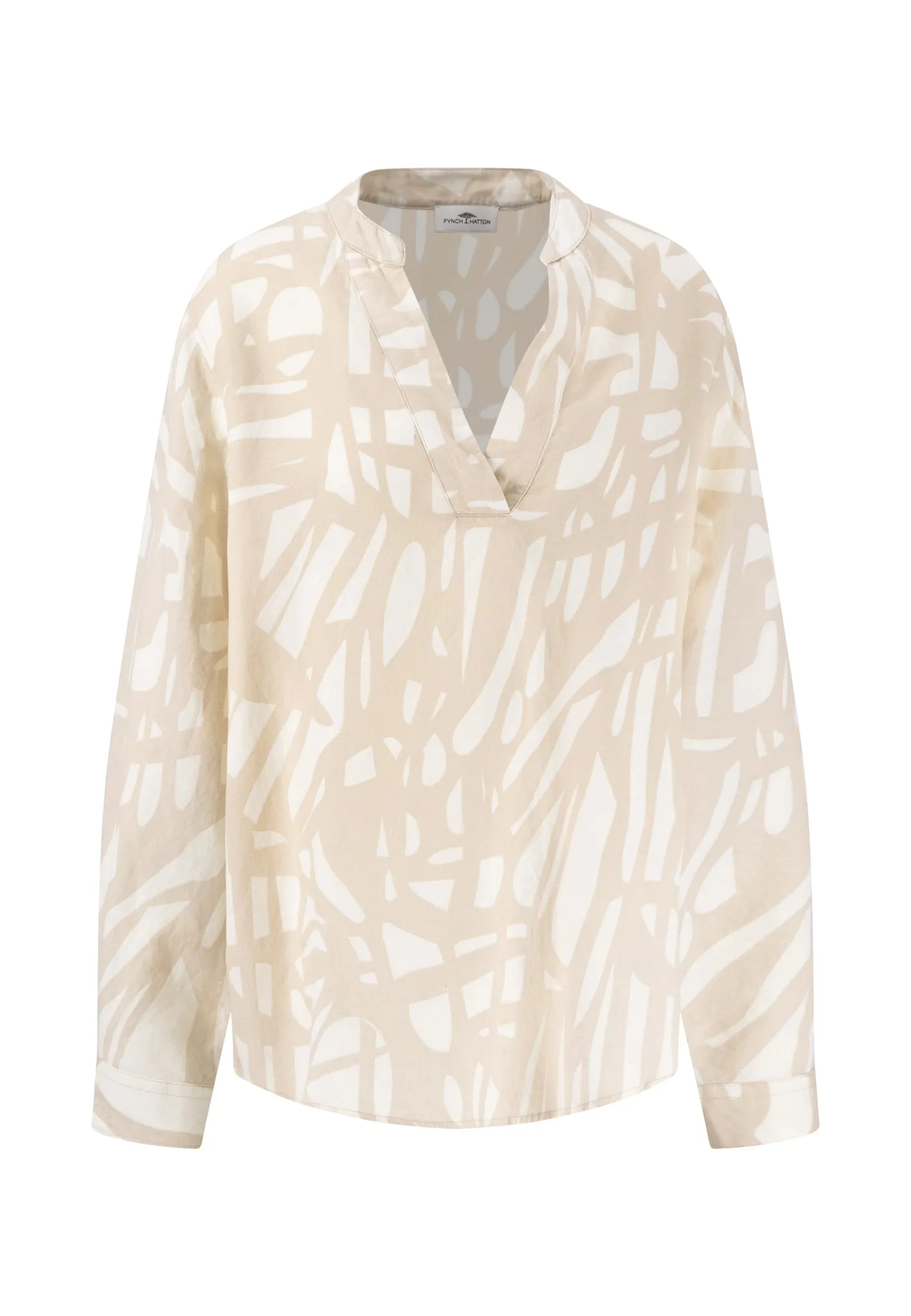Bluse aus Leinenmix mit Tunika-Kragen
