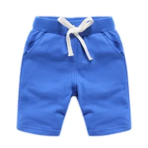 Boys' Summer Solid Colour Elastic Waist Cotton Shorts - Blue, Navy Blue, Light Blue