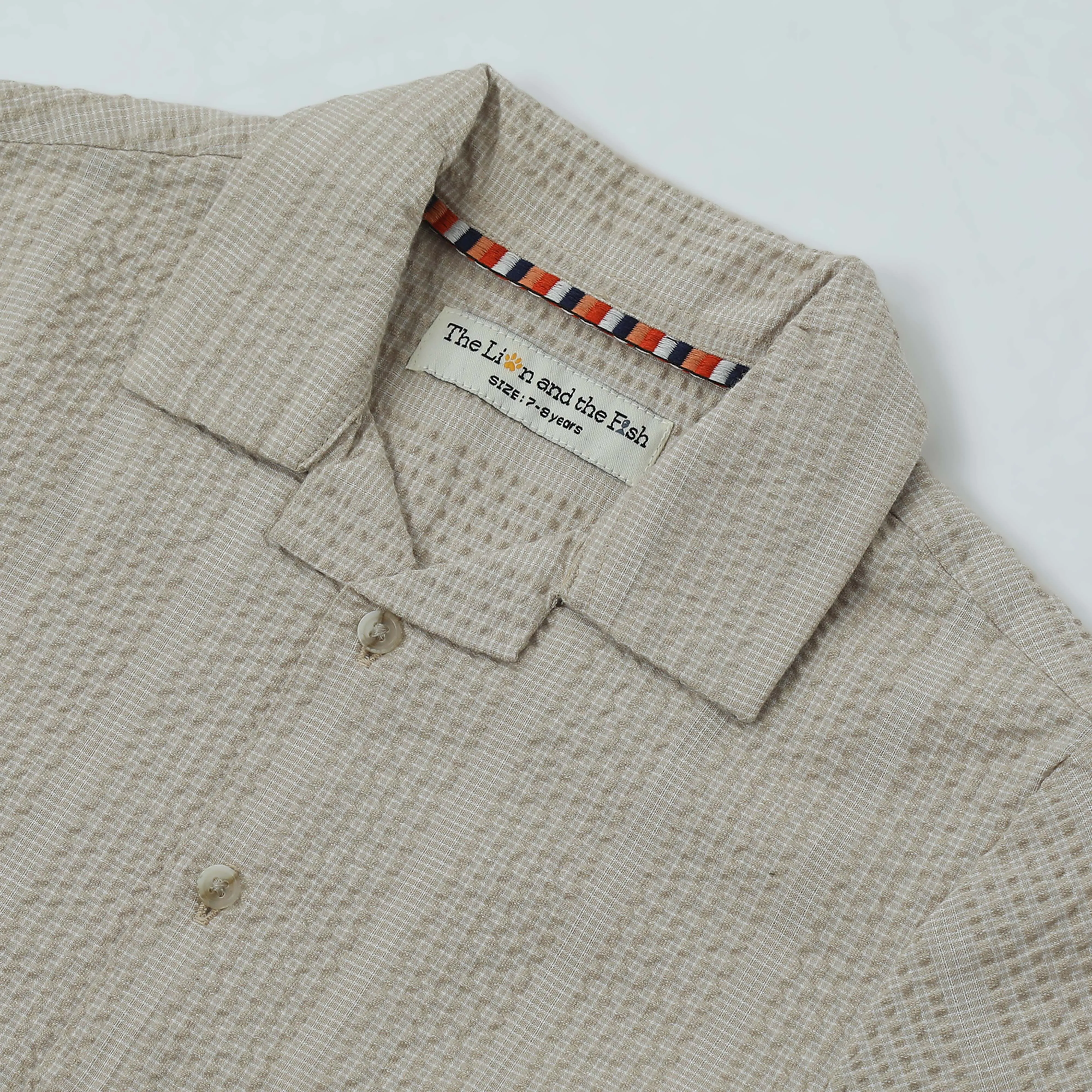Boys Textured Seersucker Resort Shirt & Short Co-Ord Set Sage Green