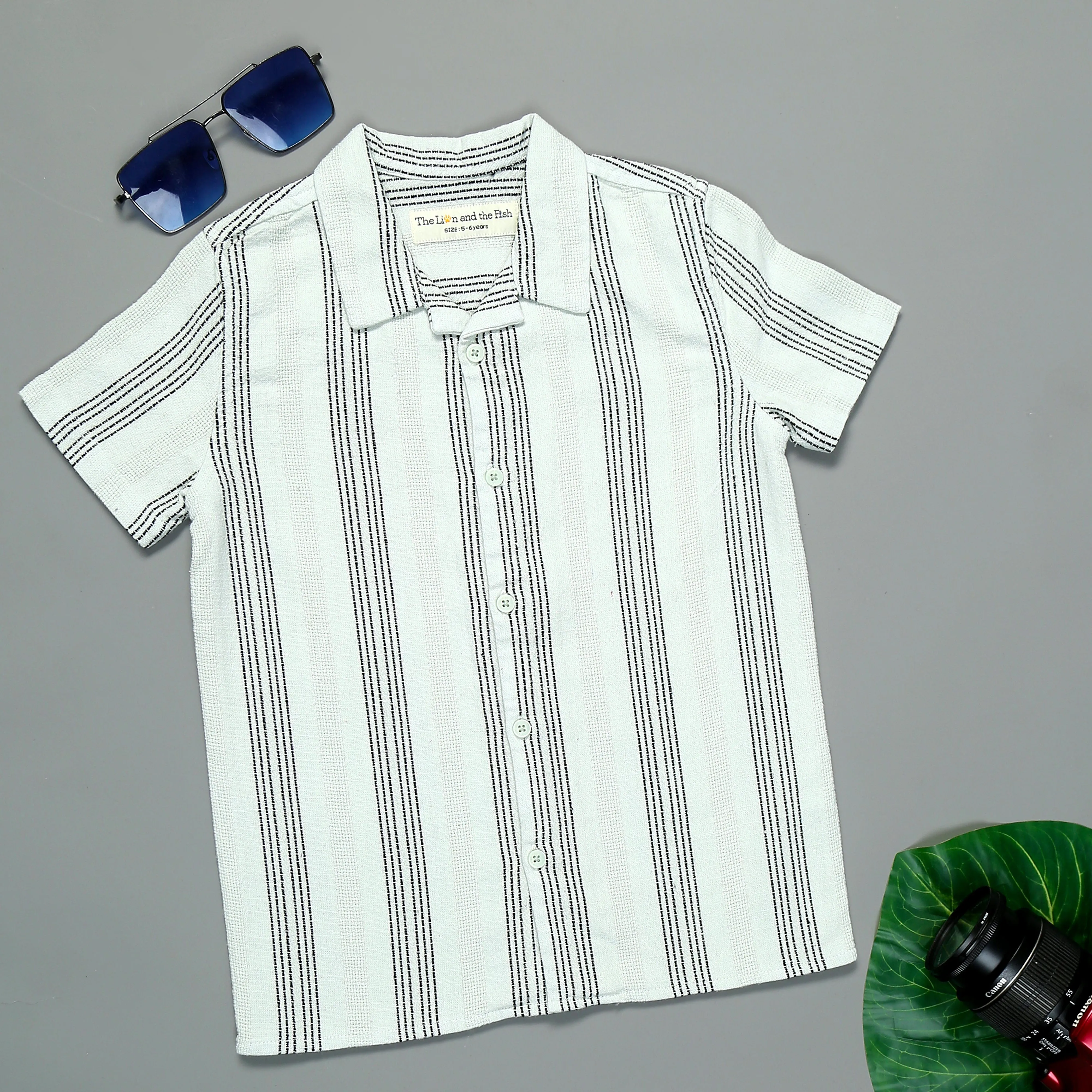Boys Textured Shirt & Short Co-Ord Set Light Blue