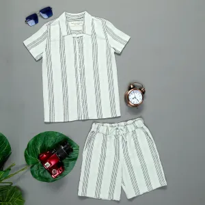 Boys Textured Shirt & Short Co-Ord Set Light Blue