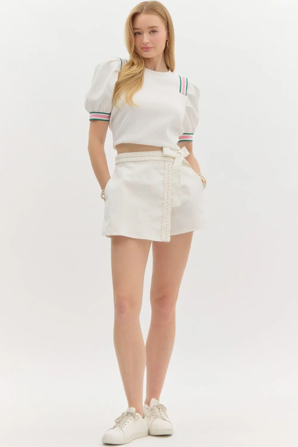Braided Wrap Skort {Off White}