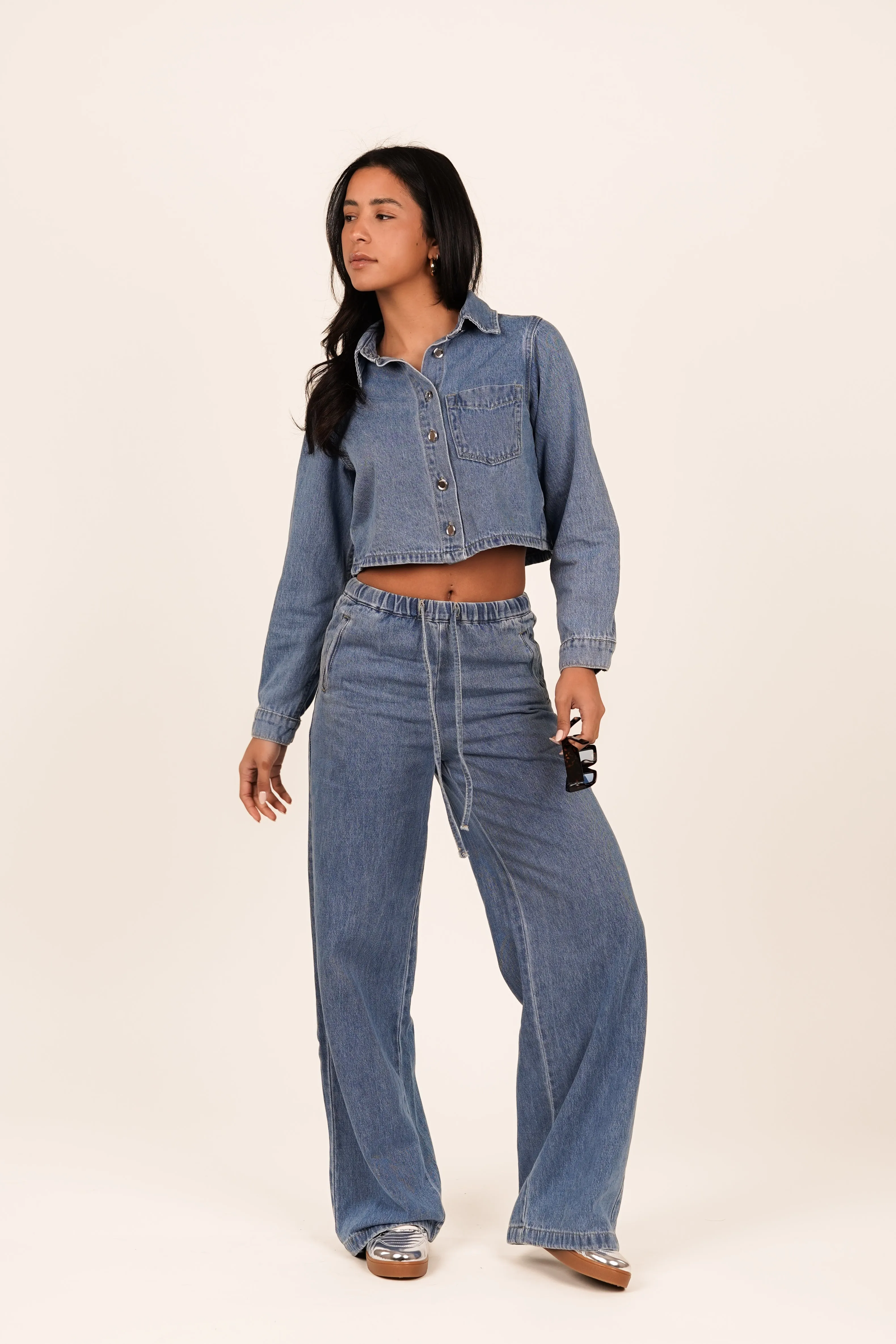 Camila® | Virginia Cropped Denim Jacket Blue