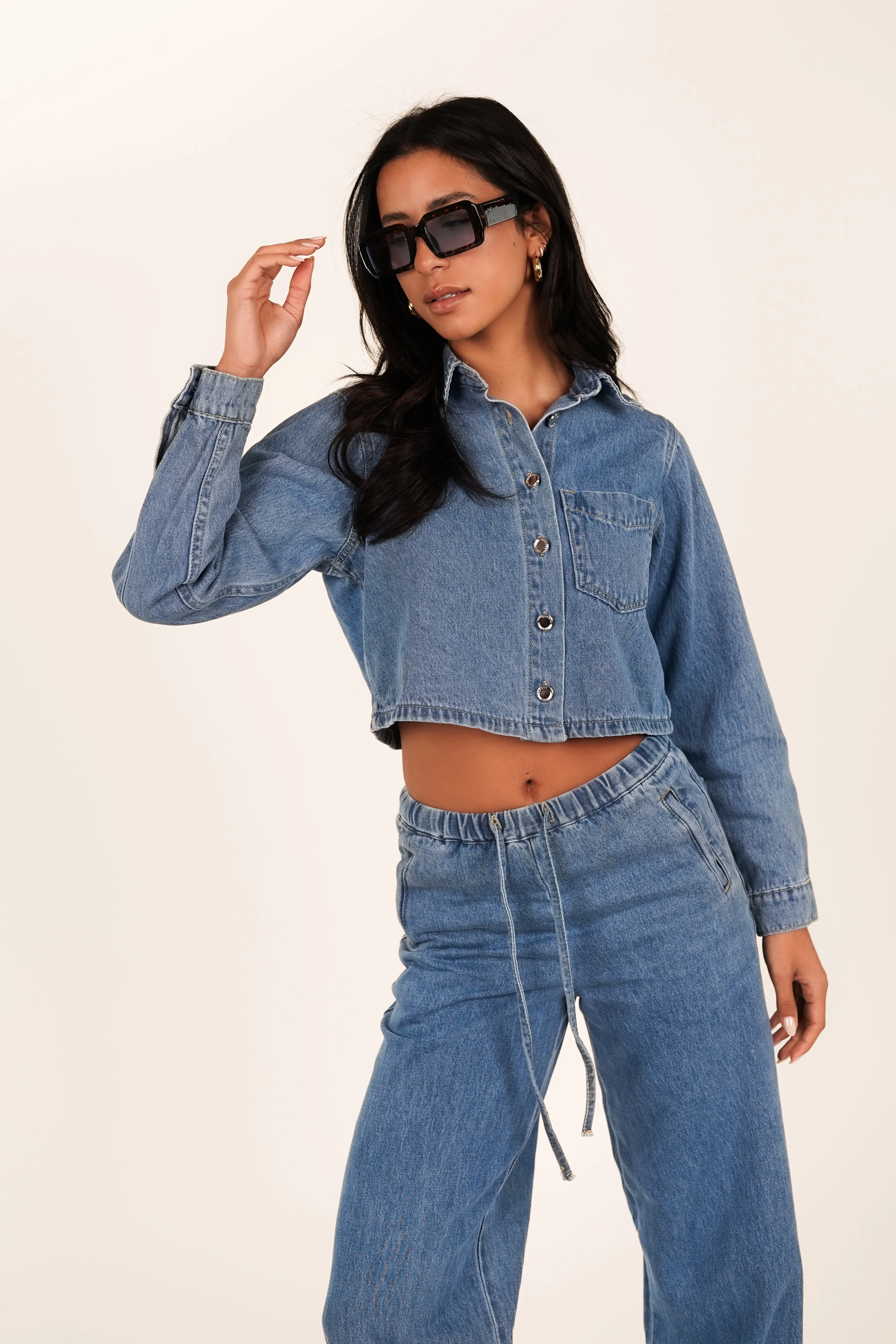 Camila® | Virginia Cropped Denim Jacket Blue