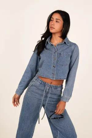 Camila® | Virginia Cropped Denim Jacket Blue