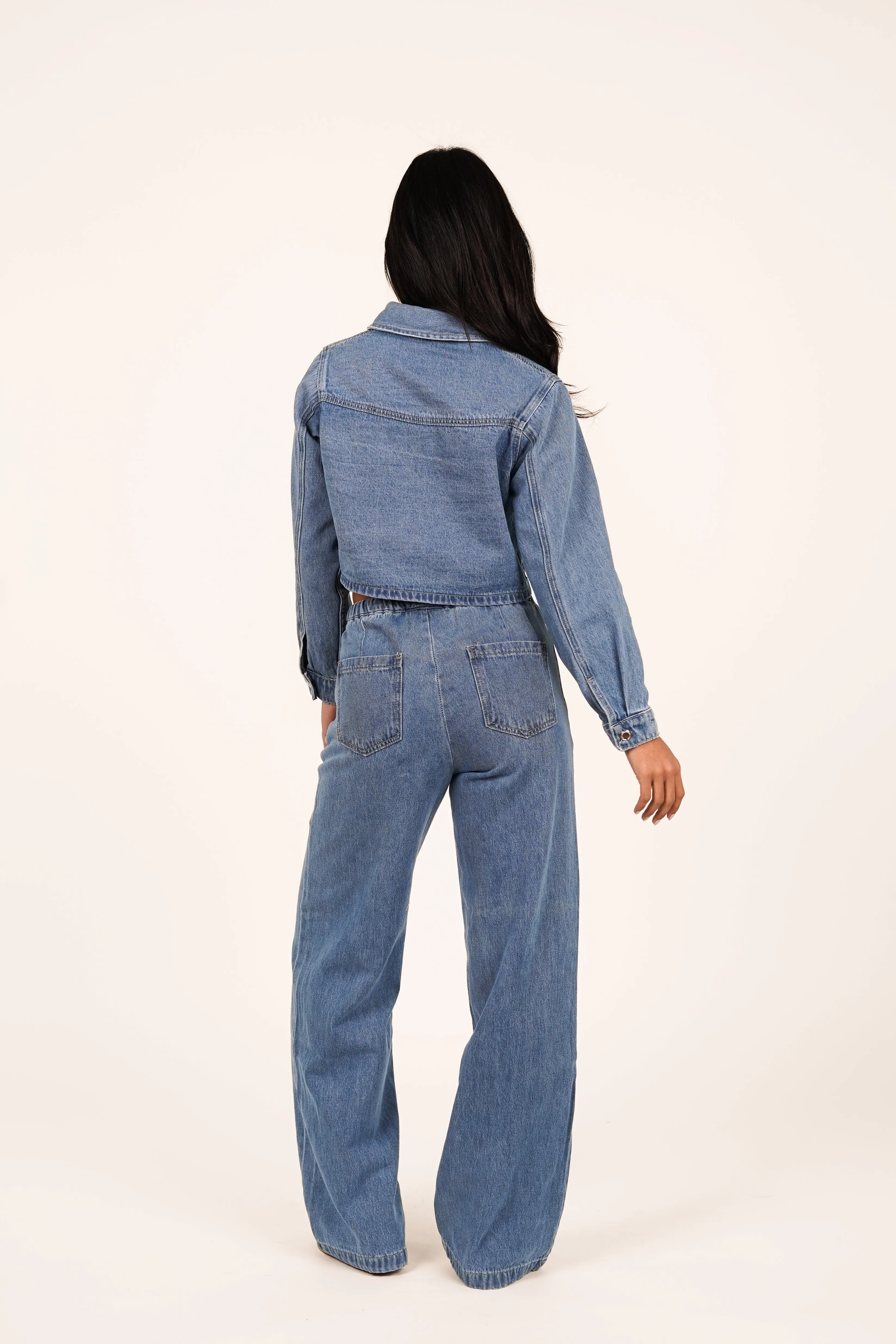Camila® | Virginia Cropped Denim Jacket Blue