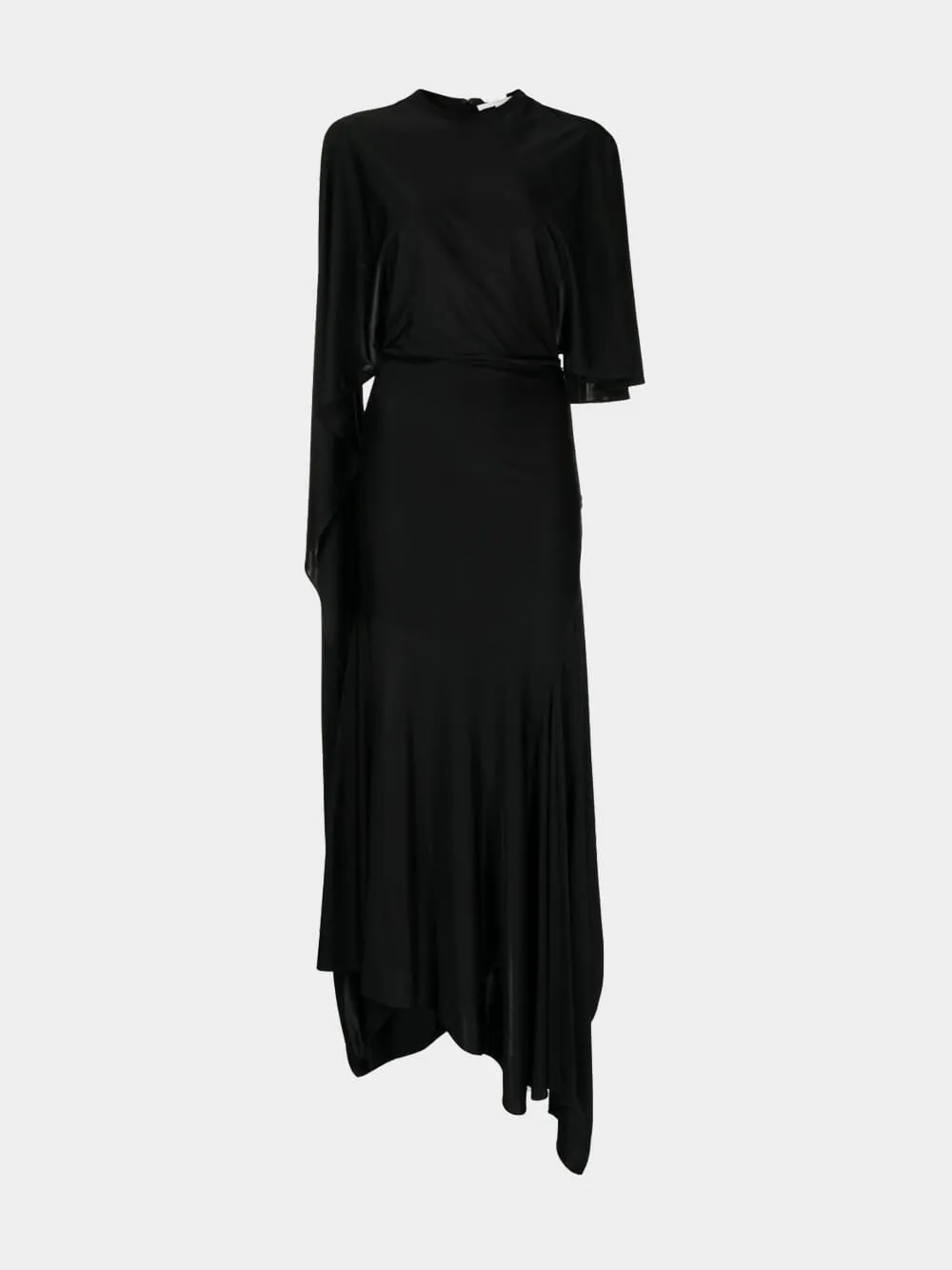 Cape-sleeve asymmetric dress