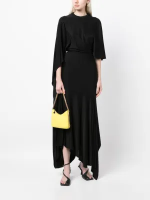 Cape-sleeve asymmetric dress