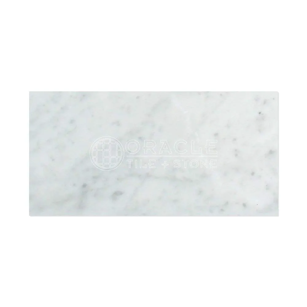 Carrara White Italian (Bianco Carrara) Marble 12 X 24 Field Tile (2 pcs. 3" X 6" Sample Set, Polished)