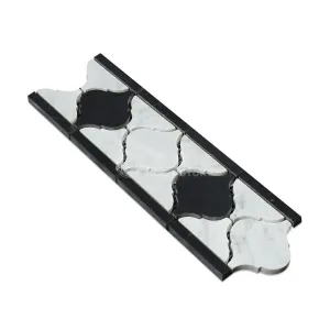 Carrara White Italian (Bianco Carrara) Marble Lantern Border (with Black Marble, Polished)