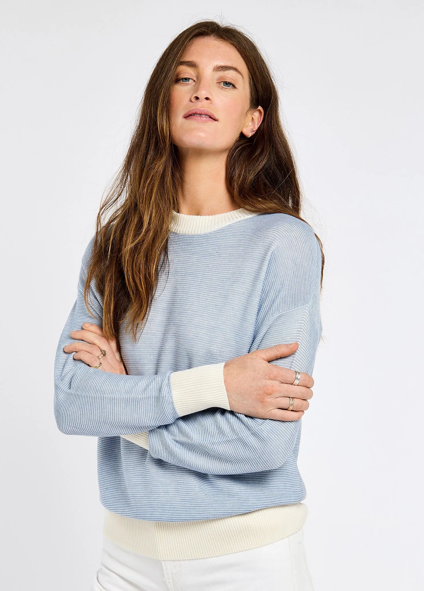 Carrick Ladies' bamboo blend sweater - Dusty Blue