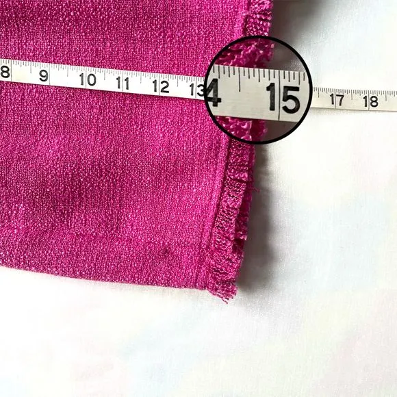 Central Park West Hot Pink Fringe Hem Wrap Tweed Skort with Built-in Shorts NWOT