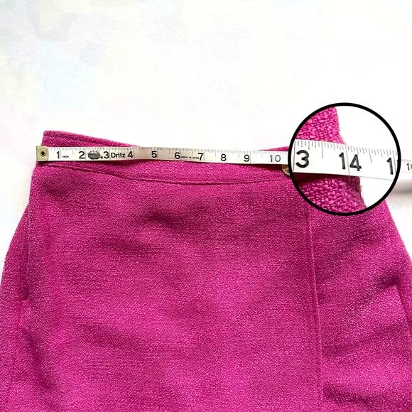 Central Park West Hot Pink Fringe Hem Wrap Tweed Skort with Built-in Shorts NWOT