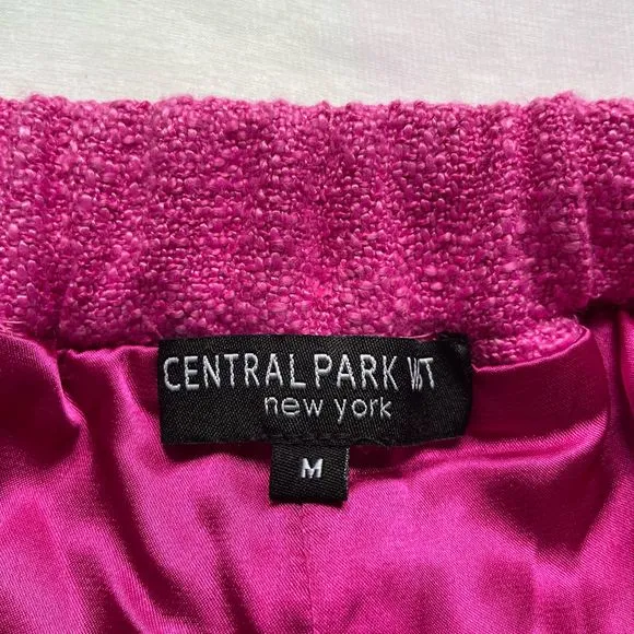 Central Park West Hot Pink Fringe Hem Wrap Tweed Skort with Built-in Shorts NWOT