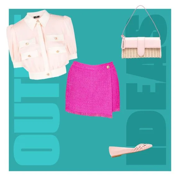 Central Park West Hot Pink Fringe Hem Wrap Tweed Skort with Built-in Shorts NWOT