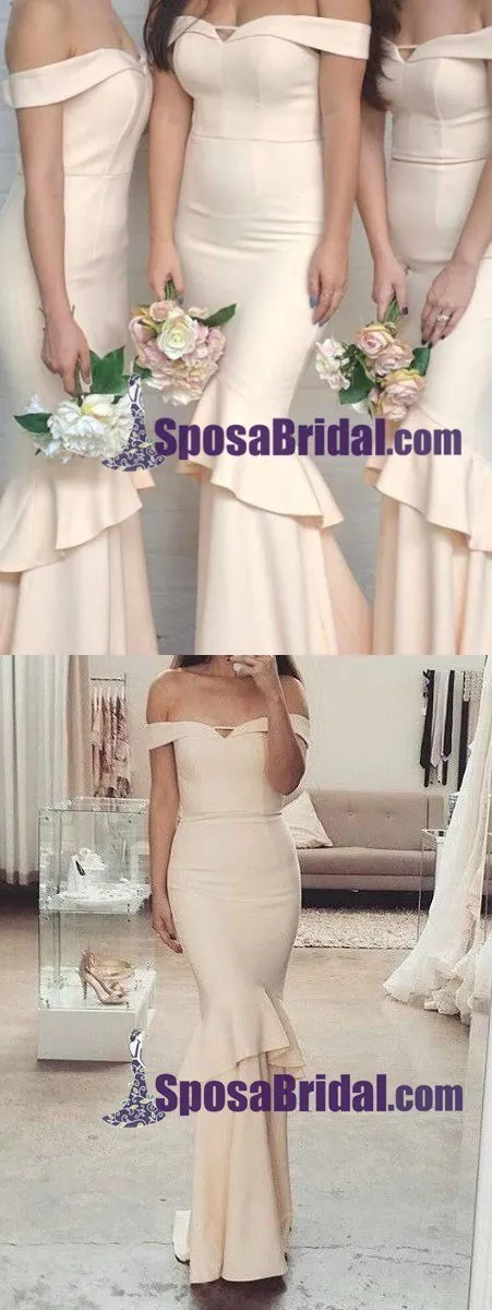 Charming Off Shoulder Elegant Mermaid Long Bridesmaid Dresses, High Quality Custom Bridesmaid dress, WG242