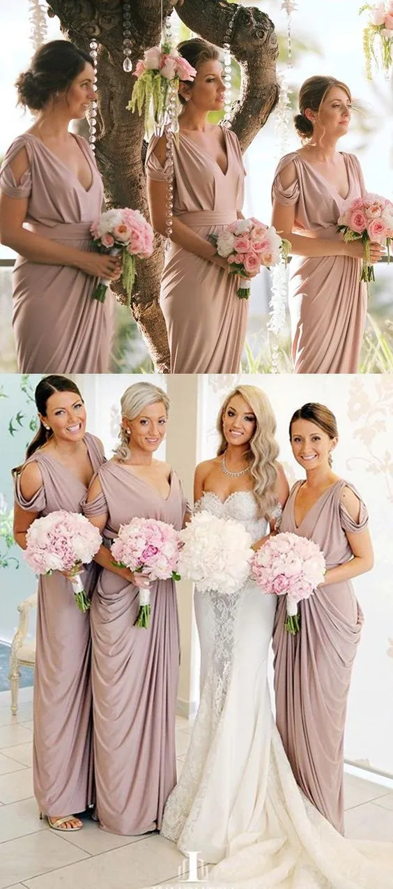 Cheap Jersey Elegant Formal Wedding Party Guest Long Bridesmaid Dresses, BG51642