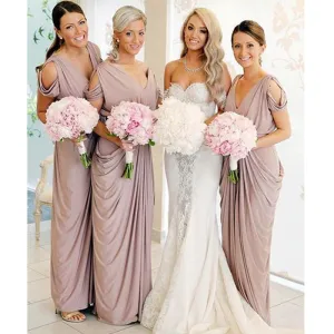Cheap Jersey Elegant Formal Wedding Party Guest Long Bridesmaid Dresses, BG51642