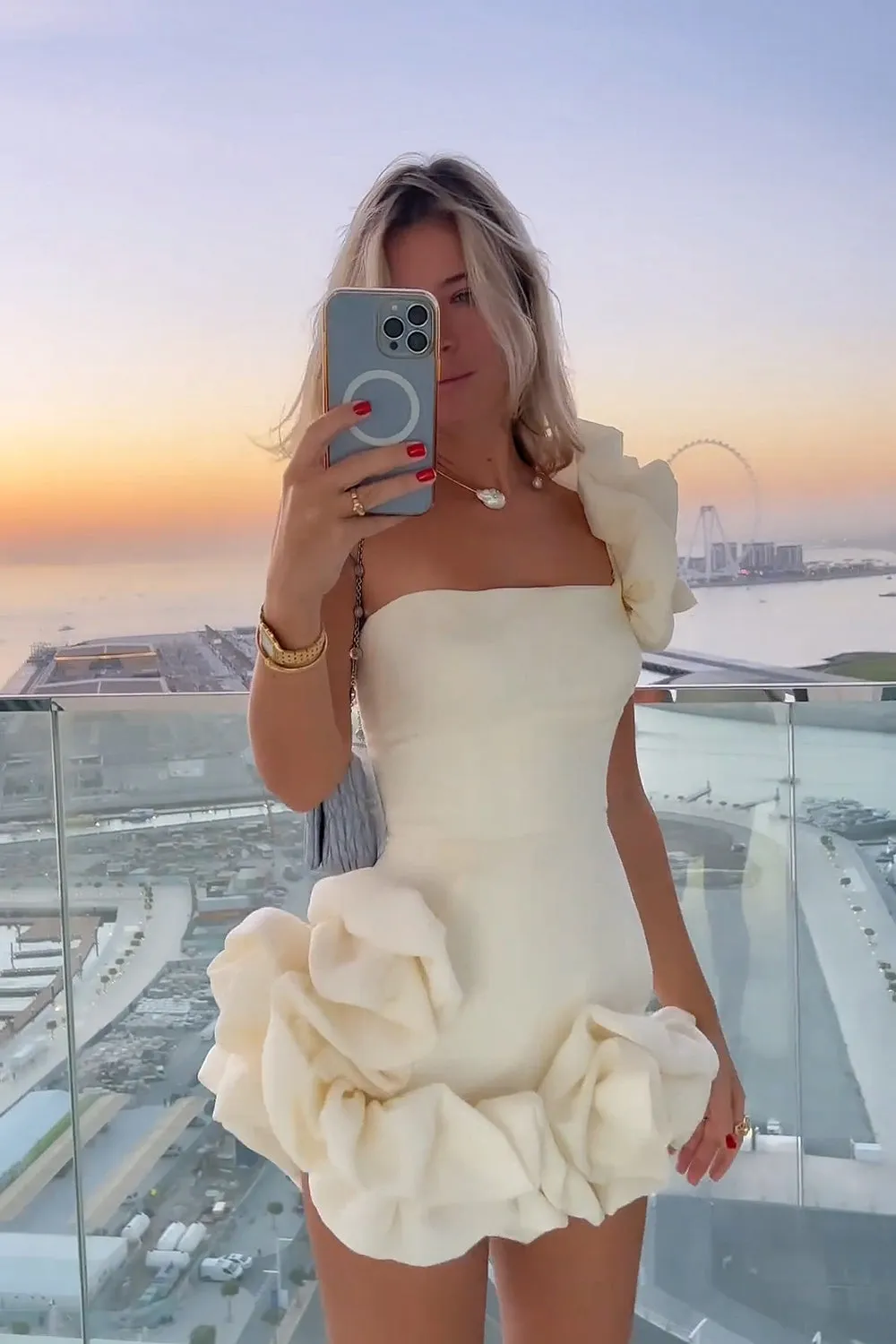 Chic Black One Shoulder Tight Ruffled Short Prom Dress