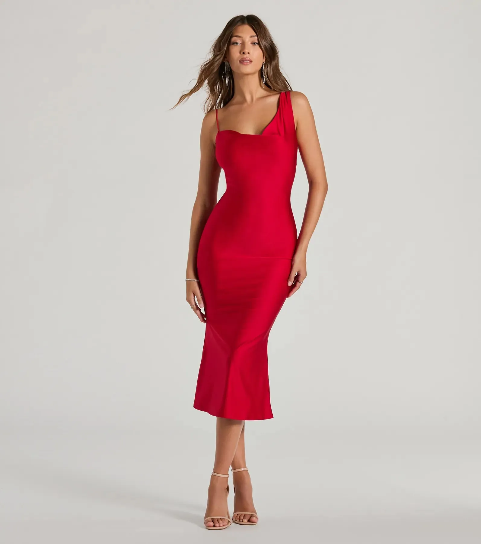 Chic In The City Cowl Neck Midi Dress
