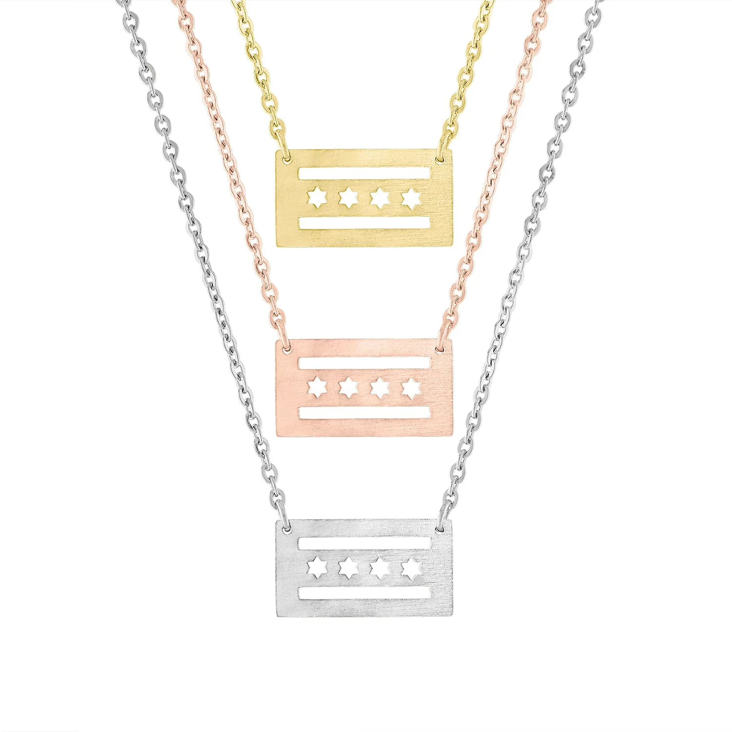 Chicago Flag Pendant Necklace