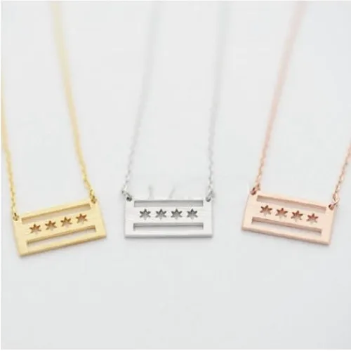 Chicago Flag Pendant Necklace