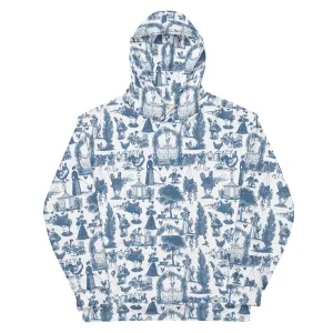 Chicken Lady Toile Unisex Hoodie, cornflower