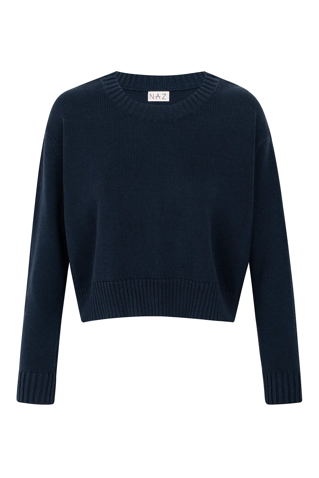Claudia Navy Cotton Crewneck
