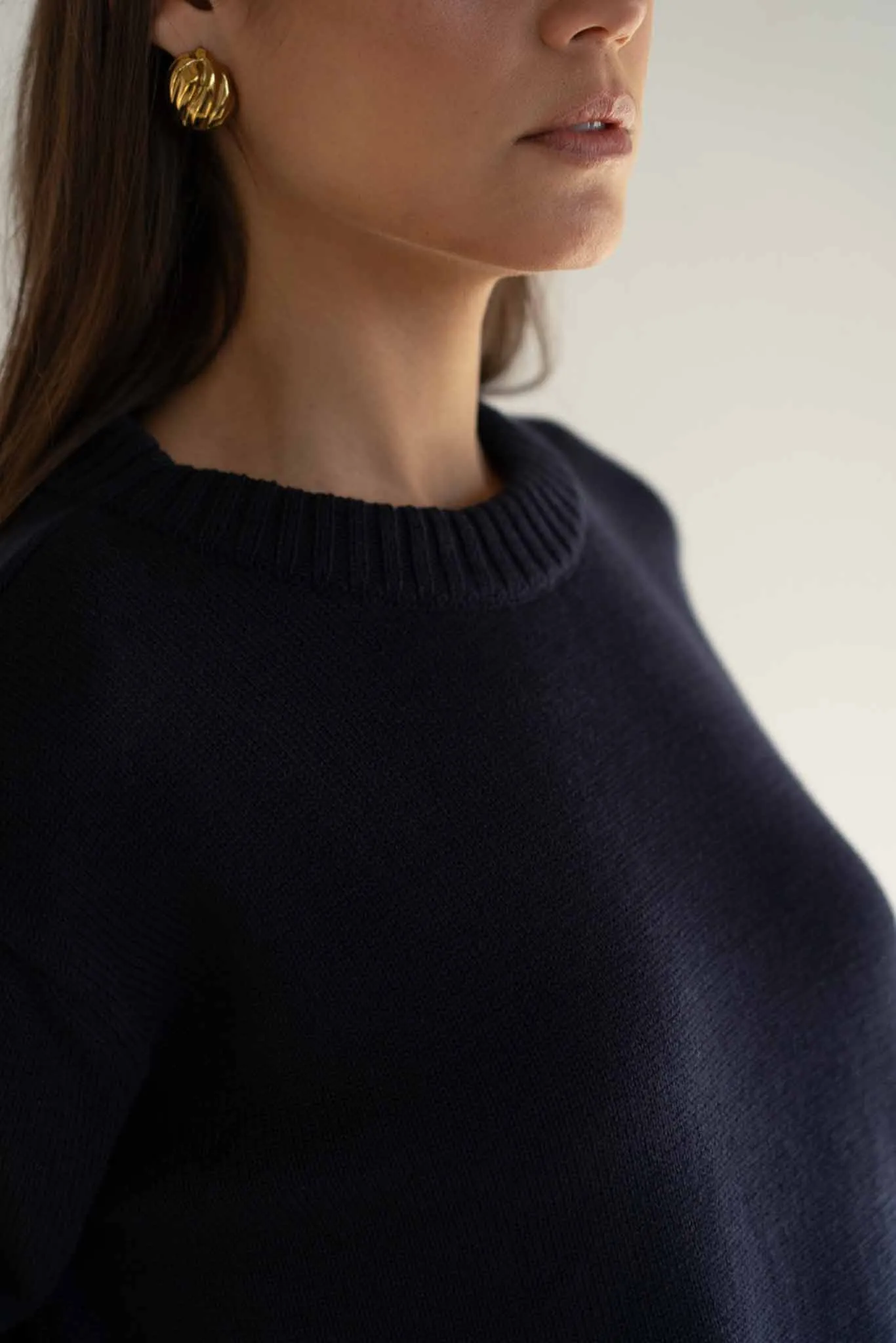 Claudia Navy Cotton Crewneck