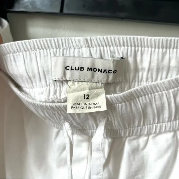 Club Monaco Embroidered Eyelet Cotton Drawstring Shorts in white Size 12 NWT