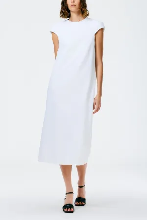 Compact Ultra Stretch Knit Lean Sleeveless Dress in White