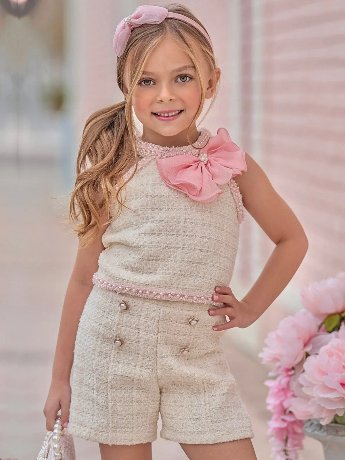 Confident Little Diva Halter Tweed Top and Short Set