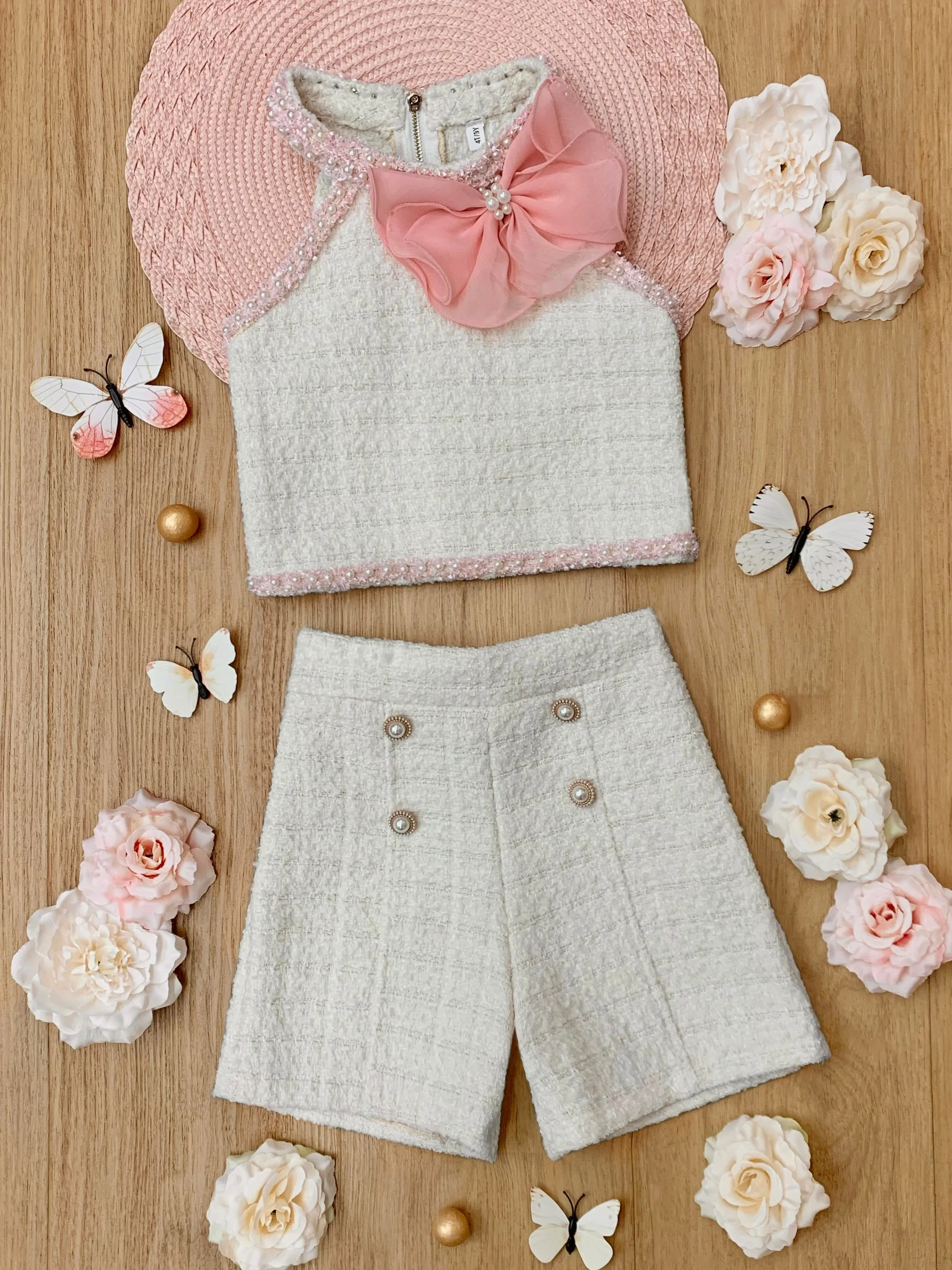 Confident Little Diva Halter Tweed Top and Short Set