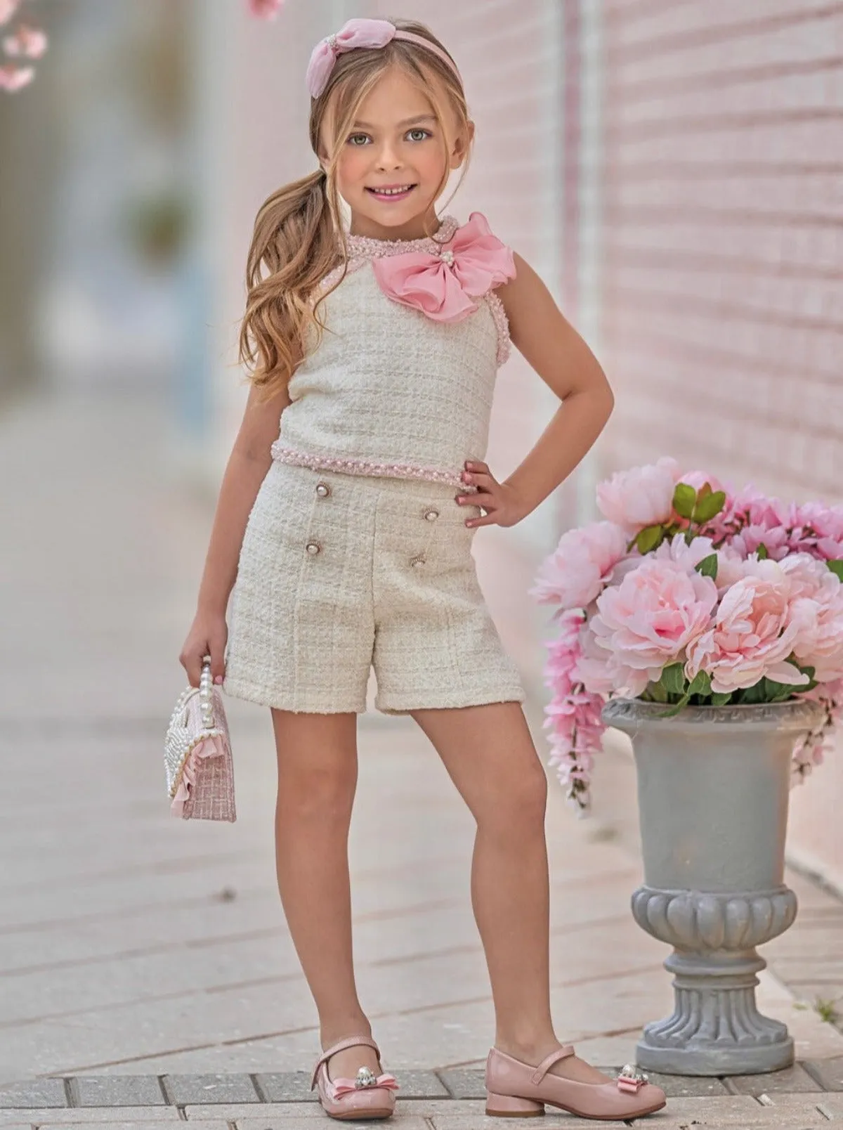 Confident Little Diva Halter Tweed Top and Short Set