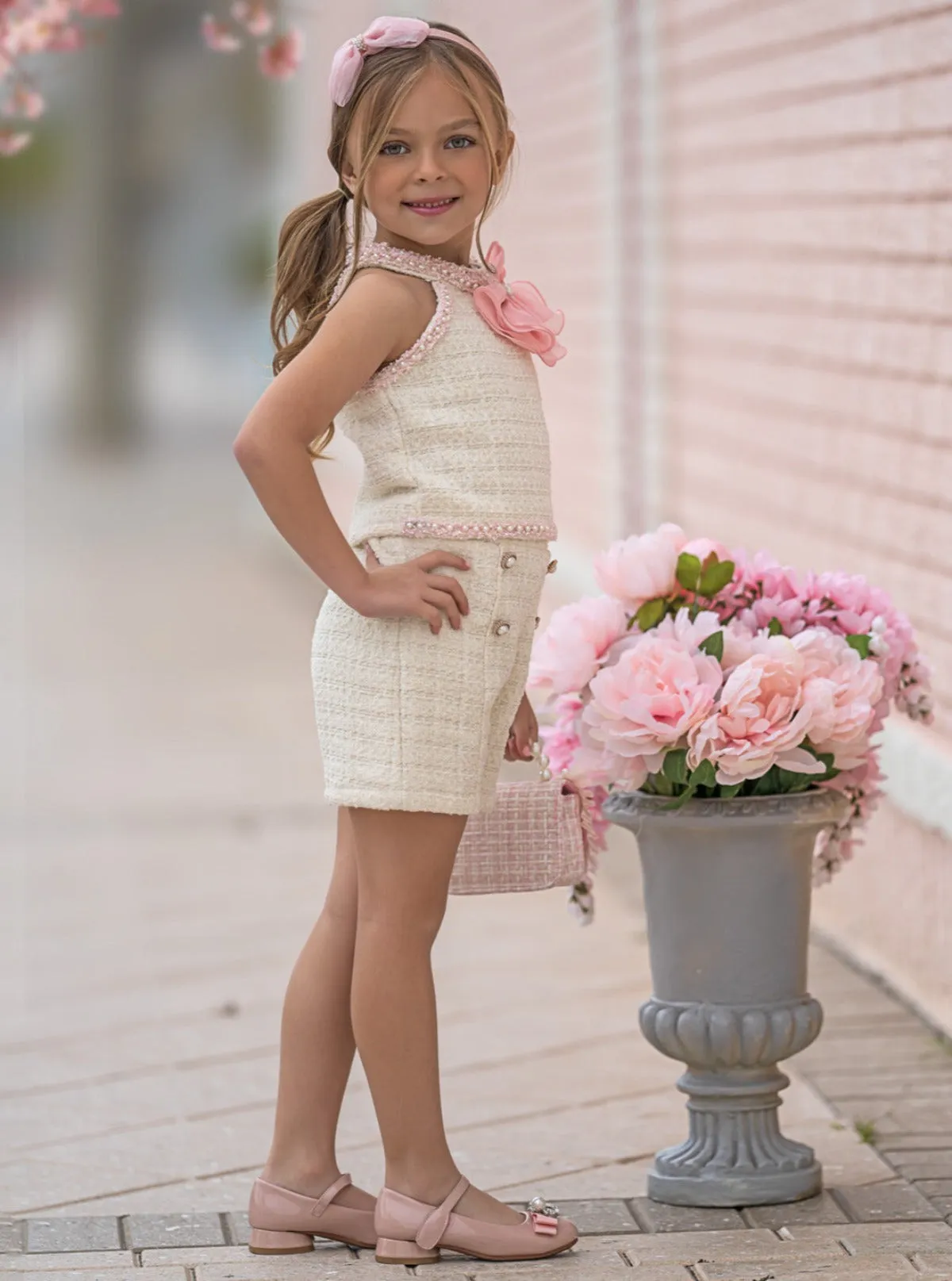 Confident Little Diva Halter Tweed Top and Short Set