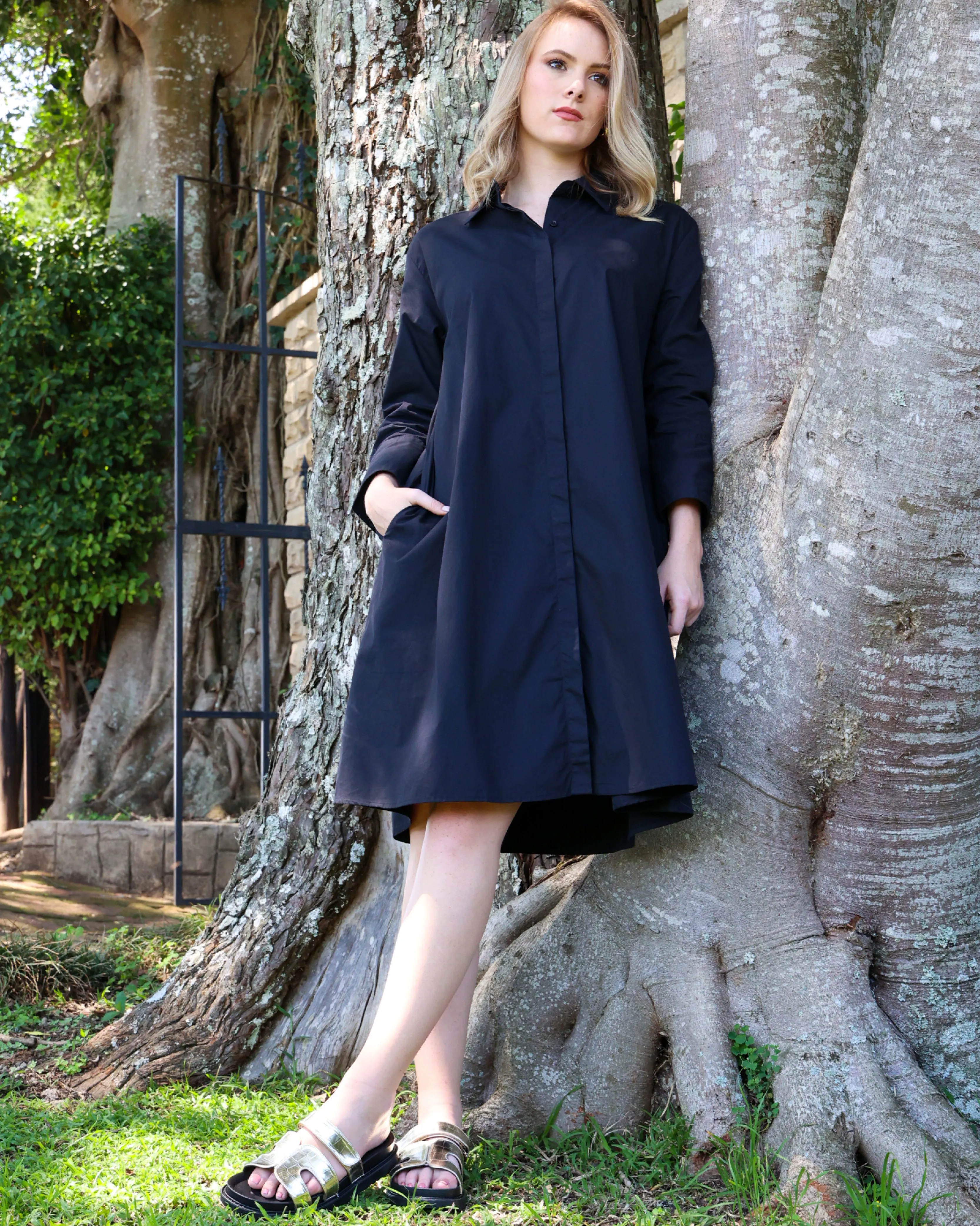 Cotton Collared Swing Dress