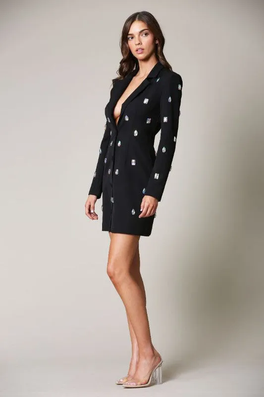 Diamond Studded Blazer Dress