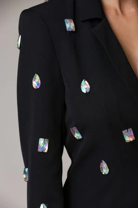 Diamond Studded Blazer Dress