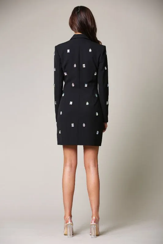 Diamond Studded Blazer Dress