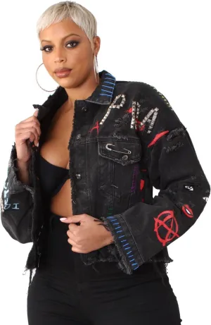 Distressed Denim Jacket -81723