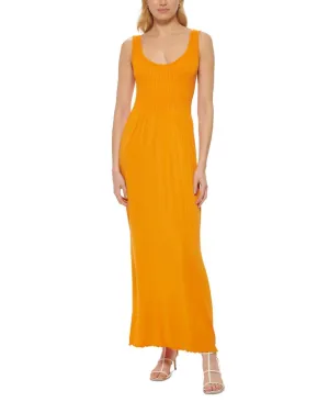 Dkny Jeans Women's Stitch-Yoke Maxi Dress E22HAB34 Orange Pepper XXS