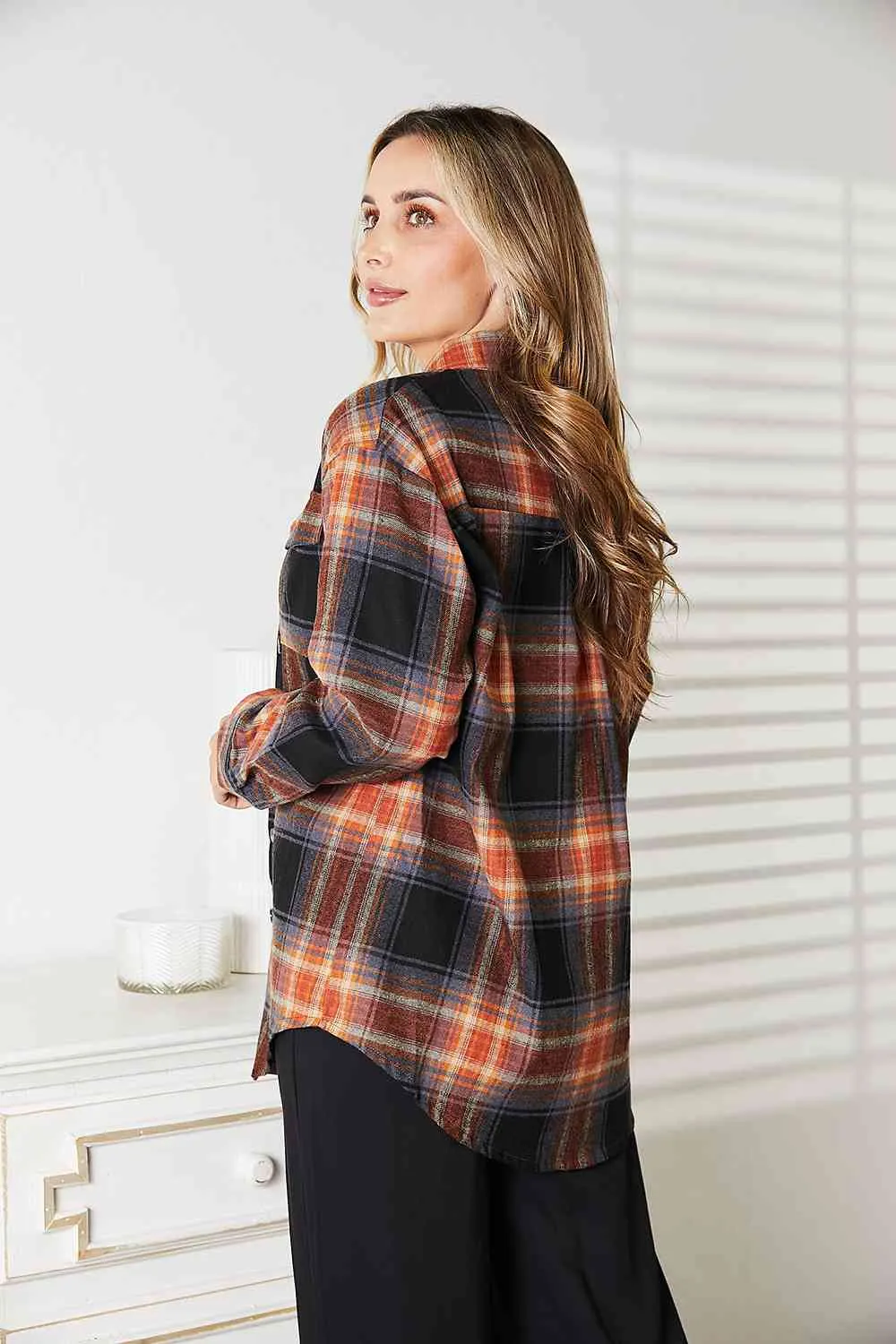 Double Take Plaid Dropped Shoulder Shirt (4 Colors)