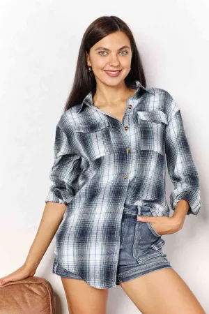 Double Take Plaid Dropped Shoulder Shirt (4 Colors)