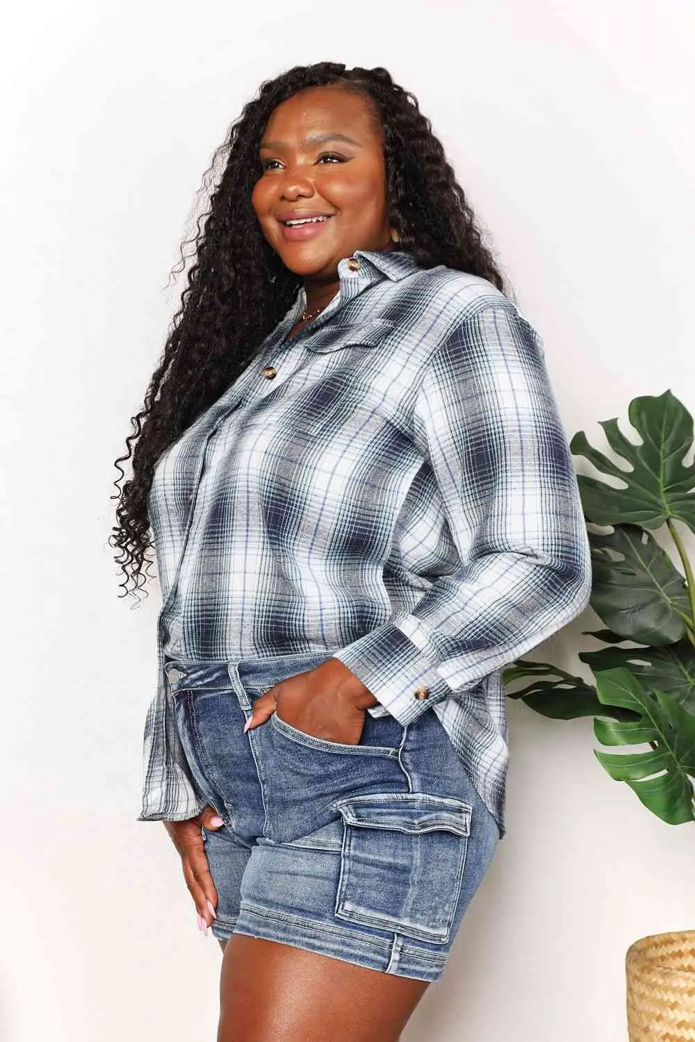 Double Take Plaid Dropped Shoulder Shirt (4 Colors)