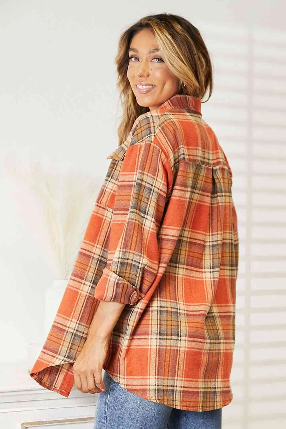 Double Take Plaid Dropped Shoulder Shirt (4 Colors)