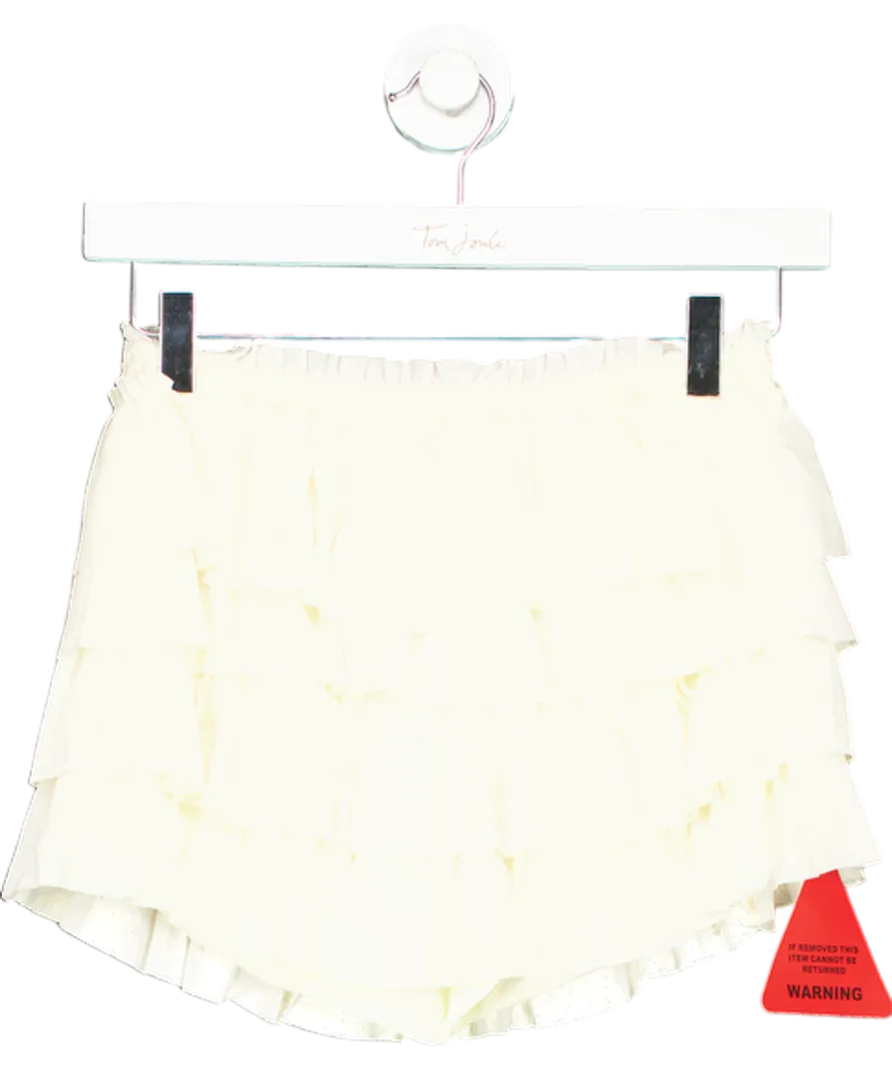 Ego Cream Mid Rise Frilly Micro Shorts UK 8