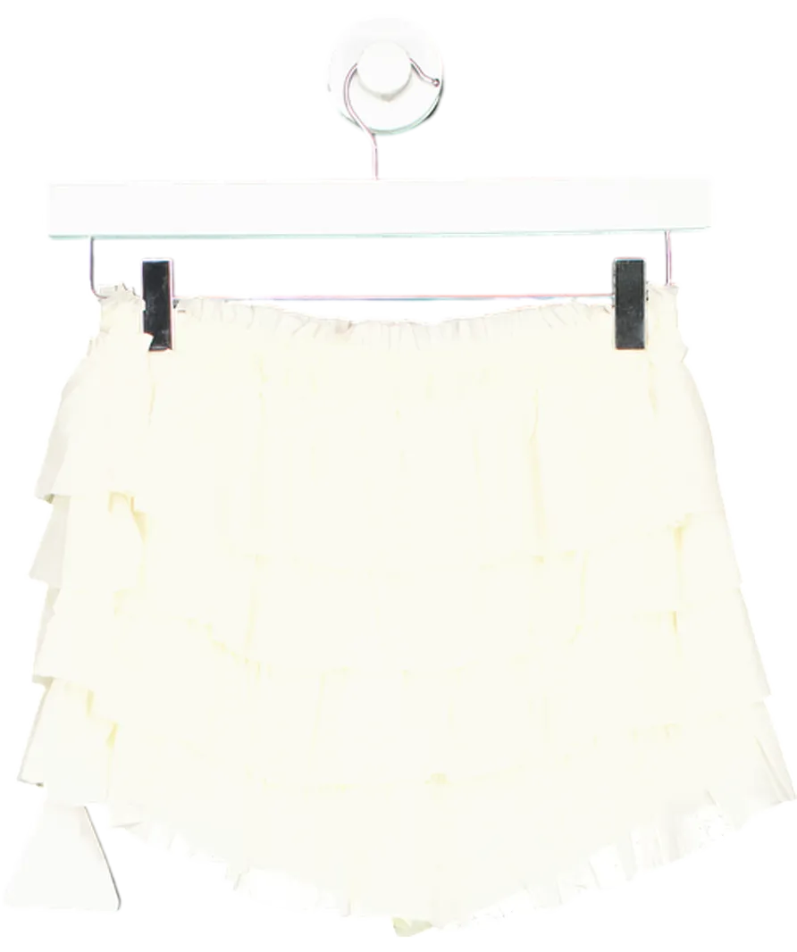 Ego Cream Mid Rise Frilly Micro Shorts UK 8