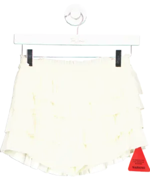 Ego Cream Mid Rise Frilly Micro Shorts UK 8