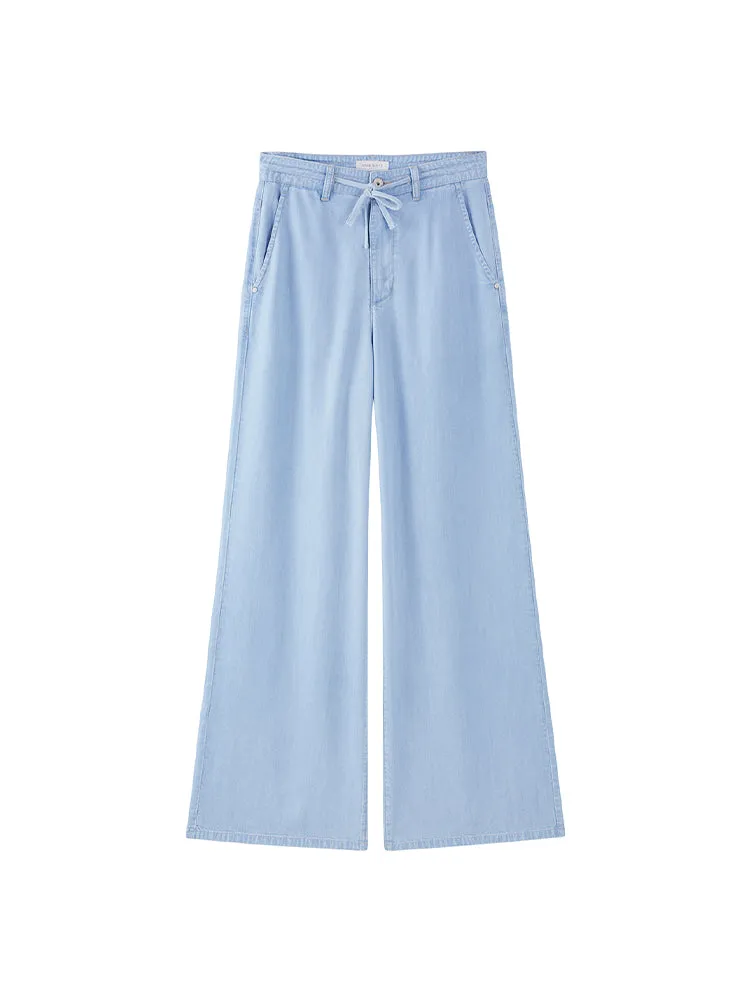 Elastic Waisted Draped Tencel Jeans