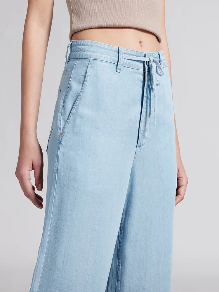 Elastic Waisted Draped Tencel Jeans